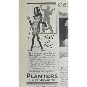 Vintage 1927 Mr Peanut Planters Salted Peanuts Advertising Print Ad